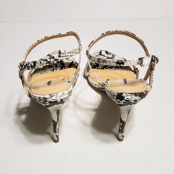 Guess Kabelle Faux Python Ankle Strap Stiletto Heels Black Gray 6.5 - Picture 5 of 10